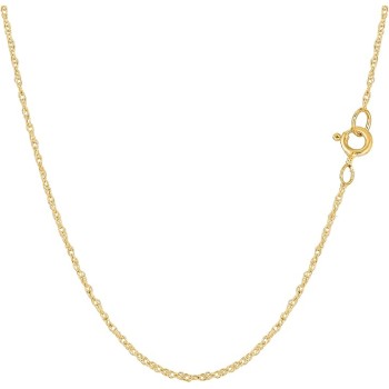 14k Yellow Real Solid Gold Rope Chain Necklace, 0.9mm