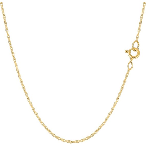 14k Yellow Real Solid Gold Rope Chain Necklace, 0.9mm
