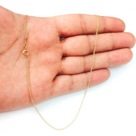 14k Yellow Real Solid Gold Rope Chain Necklace, 0.9mm