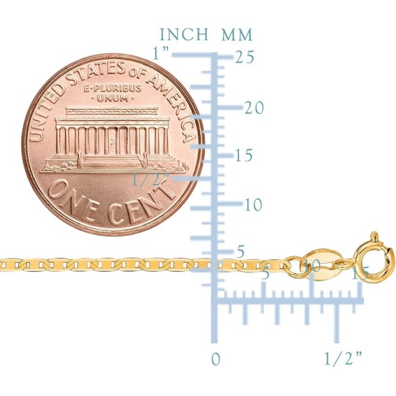 10k Yellow Gold Mariner Link Chain Necklace, 1.2mm