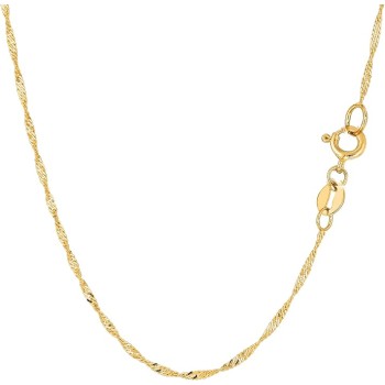 10k Yellow Real Solid Gold Singapore Chain Necklace, 1.5mm