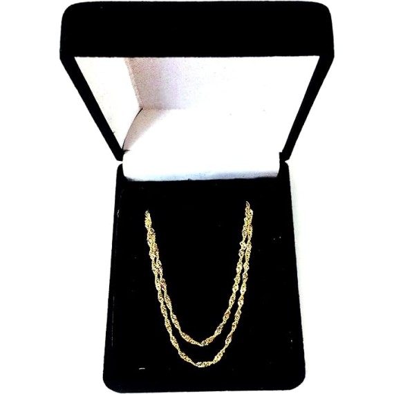 10k Yellow Real Solid Gold Singapore Chain Necklace, 1.5mm