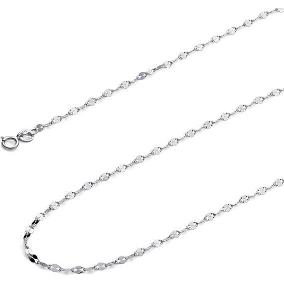14k REAL Yellow OR White Gold Solid 2mm Twisted Mirror Chain Necklace with Spring Ring Clasp