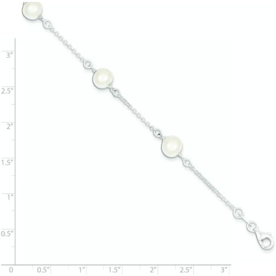 925 Sterling Silver Freshwater Cultured Pearl Chain Bracelet