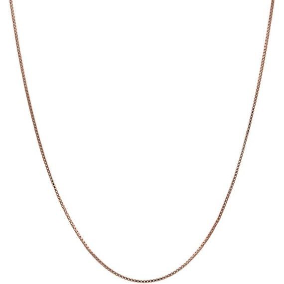 14K Real Solid Rose Gold 0.5mm or 1mm Box Chain Necklace, 16" - 24"