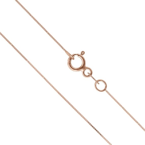 14K Real Solid Rose Gold 0.5mm or 1mm Box Chain Necklace, 16" - 24"