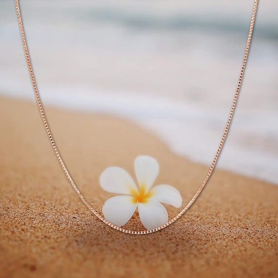 14K Real Solid Rose Gold 0.5mm or 1mm Box Chain Necklace, 16" - 24"