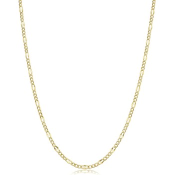 KoolJewelry Real 10k Yellow Gold 2.3 mm Figaro Link Chain Necklace (16, 18, 20, 22, 24 or 30 inch)