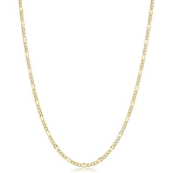 KoolJewelry Real 10k Yellow Gold 2.3 mm Figaro Link Chain Necklace (16, 18, 20, 22, 24 or 30 inch)