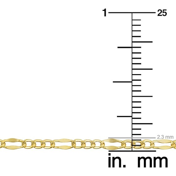 KoolJewelry Real 10k Yellow Gold 2.3 mm Figaro Link Chain Necklace (16, 18, 20, 22, 24 or 30 inch)