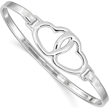 Sterling Silver Rhodium-plated Heart Bangle