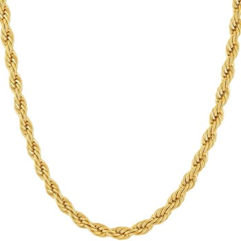 5mm White Gold Chain for Men & Women 24k Real Gold Plated Diamond Cut Gold Rope Chain for Men & Gold Chain Necklace Women 16 to 36 Inch