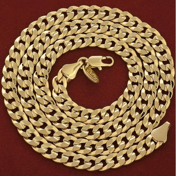 Cuban Link Chain Necklace 24k Gold Plated for Men and Women (6mm & 9.5mm)