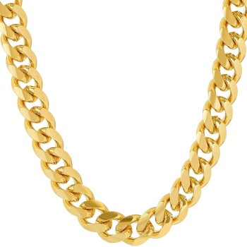 9mm Miami Curb Cuban Link Chain Necklace 24k Gold Plated