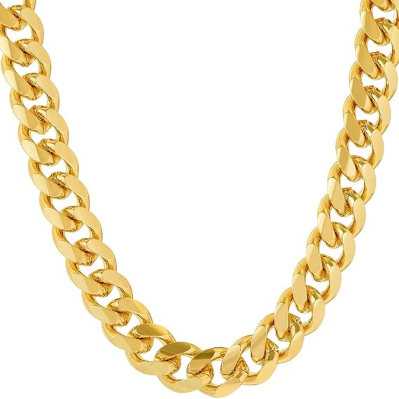 9mm Miami Curb Cuban Link Chain Necklace 24k Gold Plated