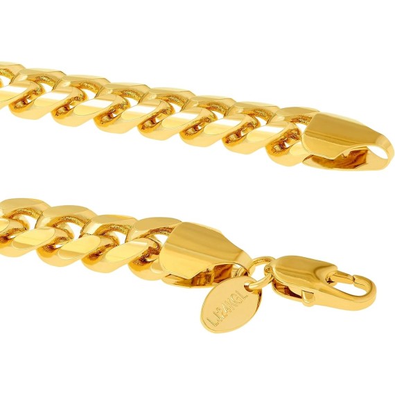 9mm Miami Curb Cuban Link Chain Necklace 24k Gold Plated
