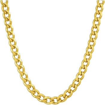 5mm Cuban Link Chain Necklace for Women and Men 24k Gold Plated