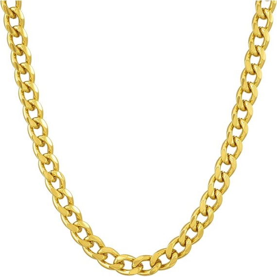 5mm Cuban Link Chain Necklace for Women and Men 24k Gold Plated