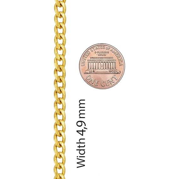 5mm Cuban Link Chain Necklace for Women and Men 24k Gold Plated
