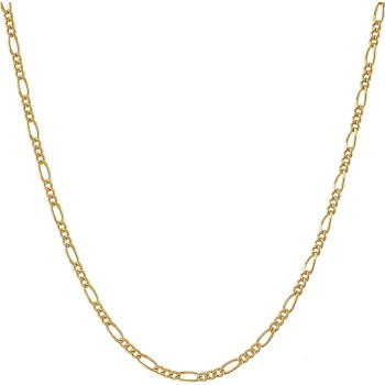 1.5mm Figaro Chain Necklace Women and Men 24k Real Gold Plated