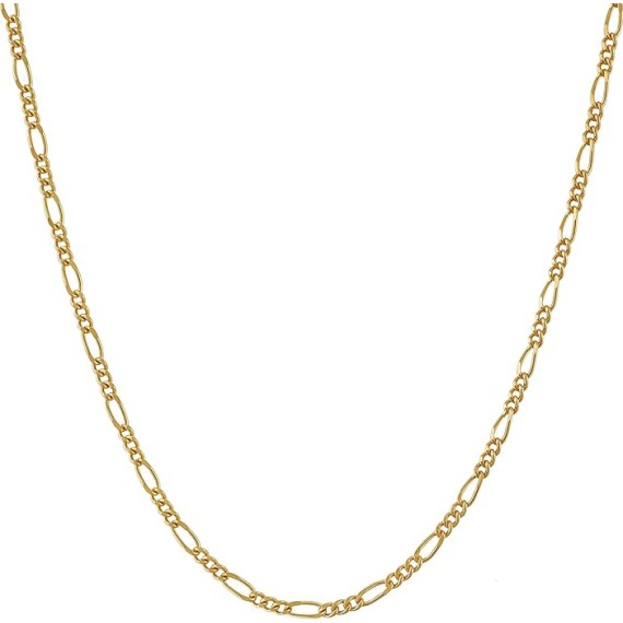 1.5mm Figaro Chain Necklace Women and Men 24k Real Gold Plated