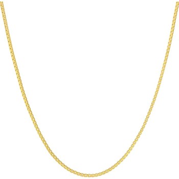 1.4mm Box Chain Necklace for Women and Men 24k Real Gold Plated
