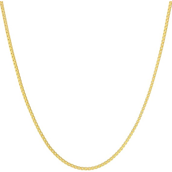 1.4mm Box Chain Necklace for Women and Men 24k Real Gold Plated