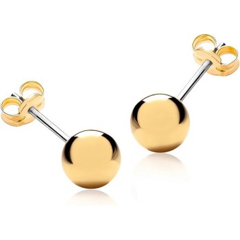 6mm Ball Stud Earrings 24k Real Gold Plated for Women and Men