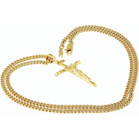 Classic Cross Necklace Chain for Men & Women 24k Real Gold Plated