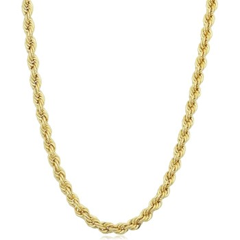 14k Yellow Gold Filled 3.2mm Rope Chain Necklace (16, 18, 20, 22, 24, 26, 30 or 36 inch)