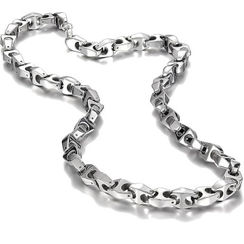 Unique Astro Snake 22 Inches Men's Tungsten Golden Toned or Silver Link Necklace Chain (Heavy, Solid)