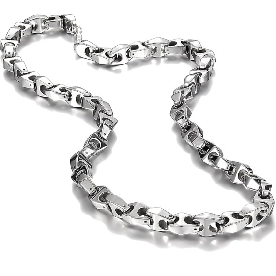 Unique Astro Snake 22 Inches Men's Tungsten Golden Toned or Silver Link Necklace Chain (Heavy, Solid)