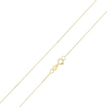 REAL Solid 14K Gold 0.5mm Box Chain Necklace for Women with Spring Ring Clasp