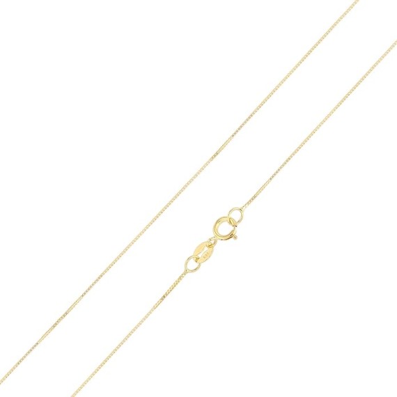 REAL Solid 14K Gold 0.5mm Box Chain Necklace for Women with Spring Ring Clasp