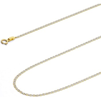 14K Solid Gold Flat Mariner Chains (Select Options)