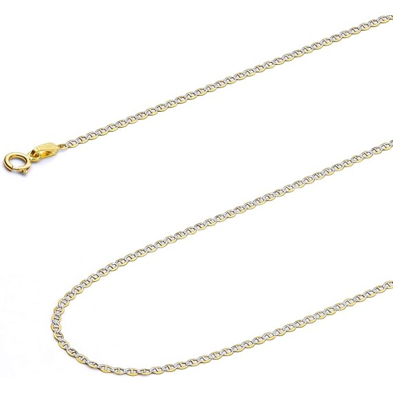 14K Solid Gold Flat Mariner Chains (Select Options)