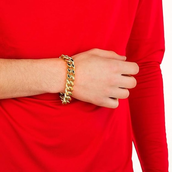 15mm Miami Curb Cuban Link Chain Bracelet 24k Real Gold Plated