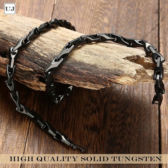 Stunning Men's Tungsten 22 Inches Black Toned Link Chain Necklace