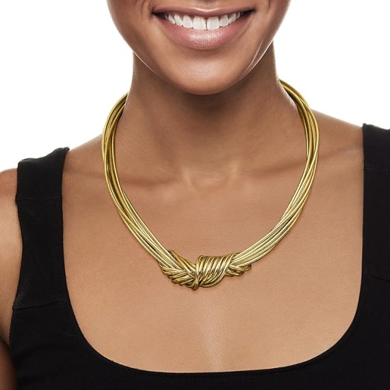 Italian Flex Knot Necklace With 18kt Gold Over Sterling Clasp. 20 inches