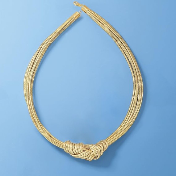Italian Flex Knot Necklace With 18kt Gold Over Sterling Clasp. 20 inches