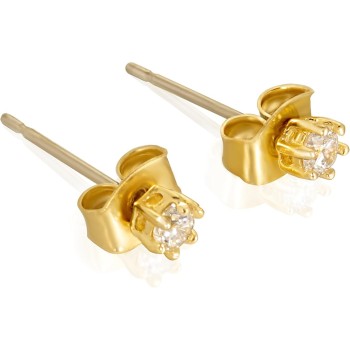 Cubic Zirconia Studs Earrings 24k Gold Plated for Women or Men