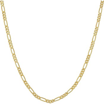 2.5mm Figaro Chain Necklace 24k Real Gold Plated Women and Men