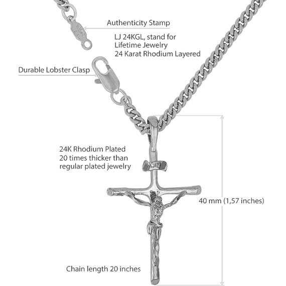 Classic Cross Necklace Chain for Men & Women 24k Real Gold Plated