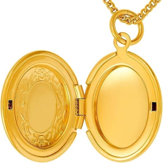 Oval Locket Necklace That Holds Pictures for Women