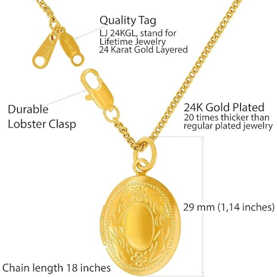 Oval Locket Necklace That Holds Pictures for Women