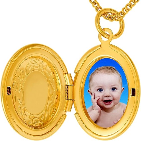 Oval Locket Necklace That Holds Pictures for Women