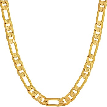 6mm Figaro Chain Necklace for Men and Women 24k Real Gold Plated