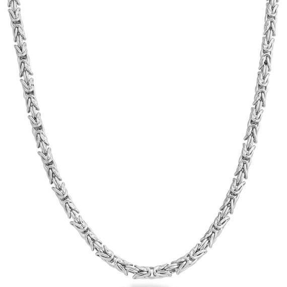 Italian 925 Sterling Silver 4.5mm Round Byzantine Link Chain Necklace for Women Men, Handmade in Italy