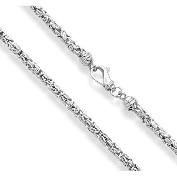 Italian 925 Sterling Silver 4.5mm Round Byzantine Link Chain Necklace for Women Men, Handmade in Italy