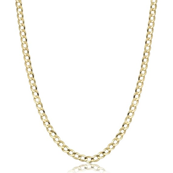 10K Gold Unisex 2.2mm Italian Cuban Curb Link Chain Necklace- 10K Necklaces, 10 Karat Gold Chain, 16" 18" 20" 22" 24" 26" 28" 30"
